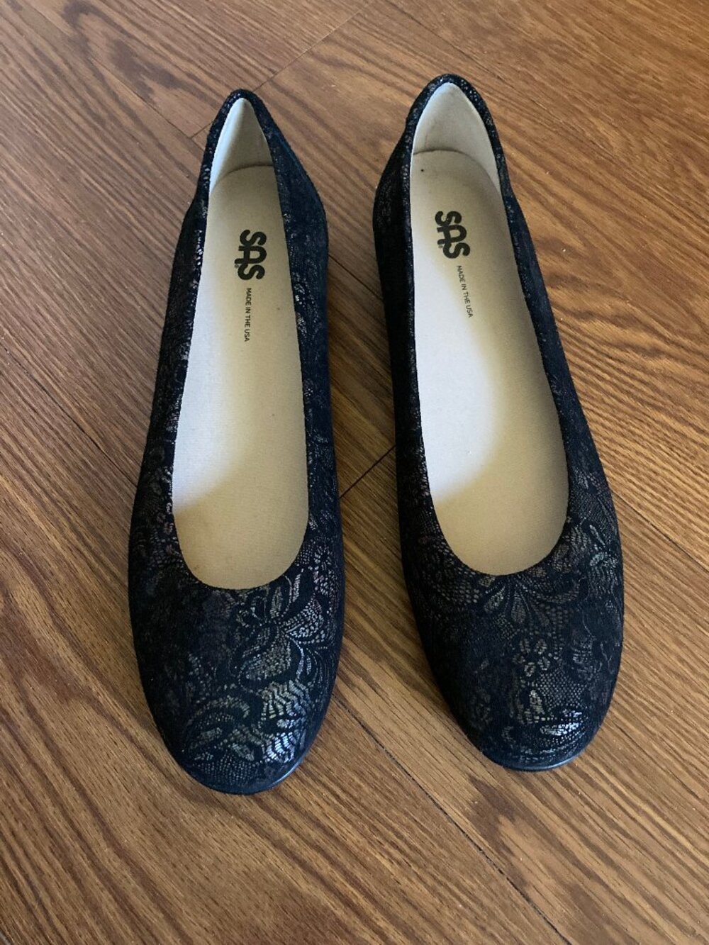 SAS Ballet Flat Scenic Black Lace Size 11 1/2 Slim
